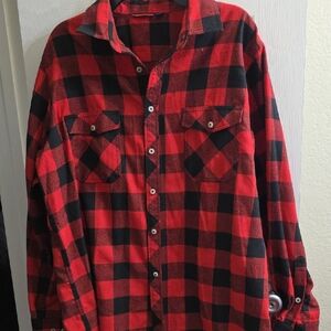 Classic Red and Black Checkered Men's Shirt Size XL